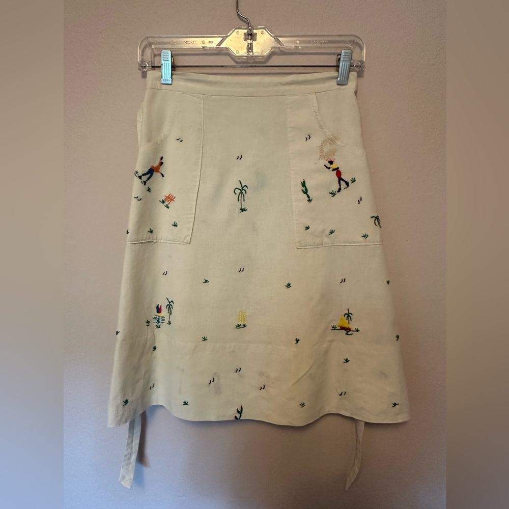 Vintage 1970s embroidered cotton wrap skirt from Haiti
